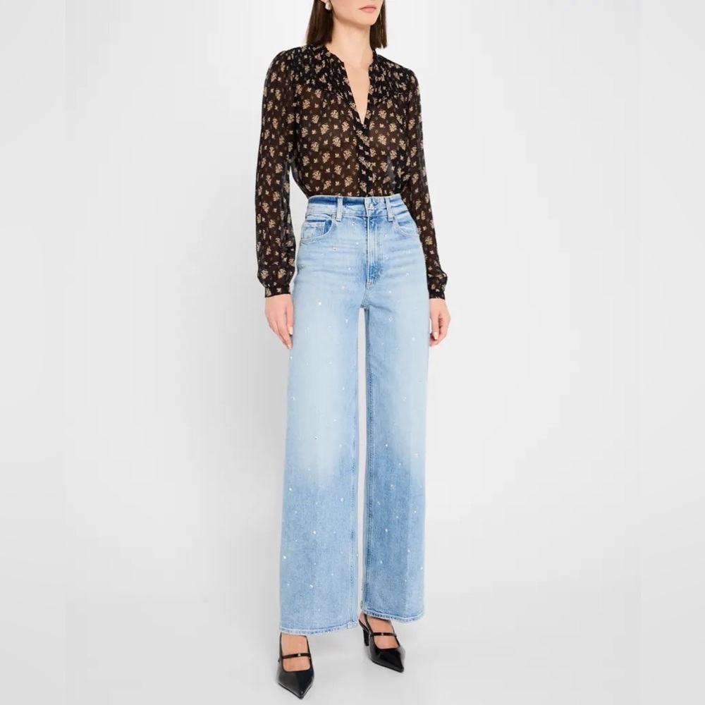 PAIGE embellished wide leg jeans